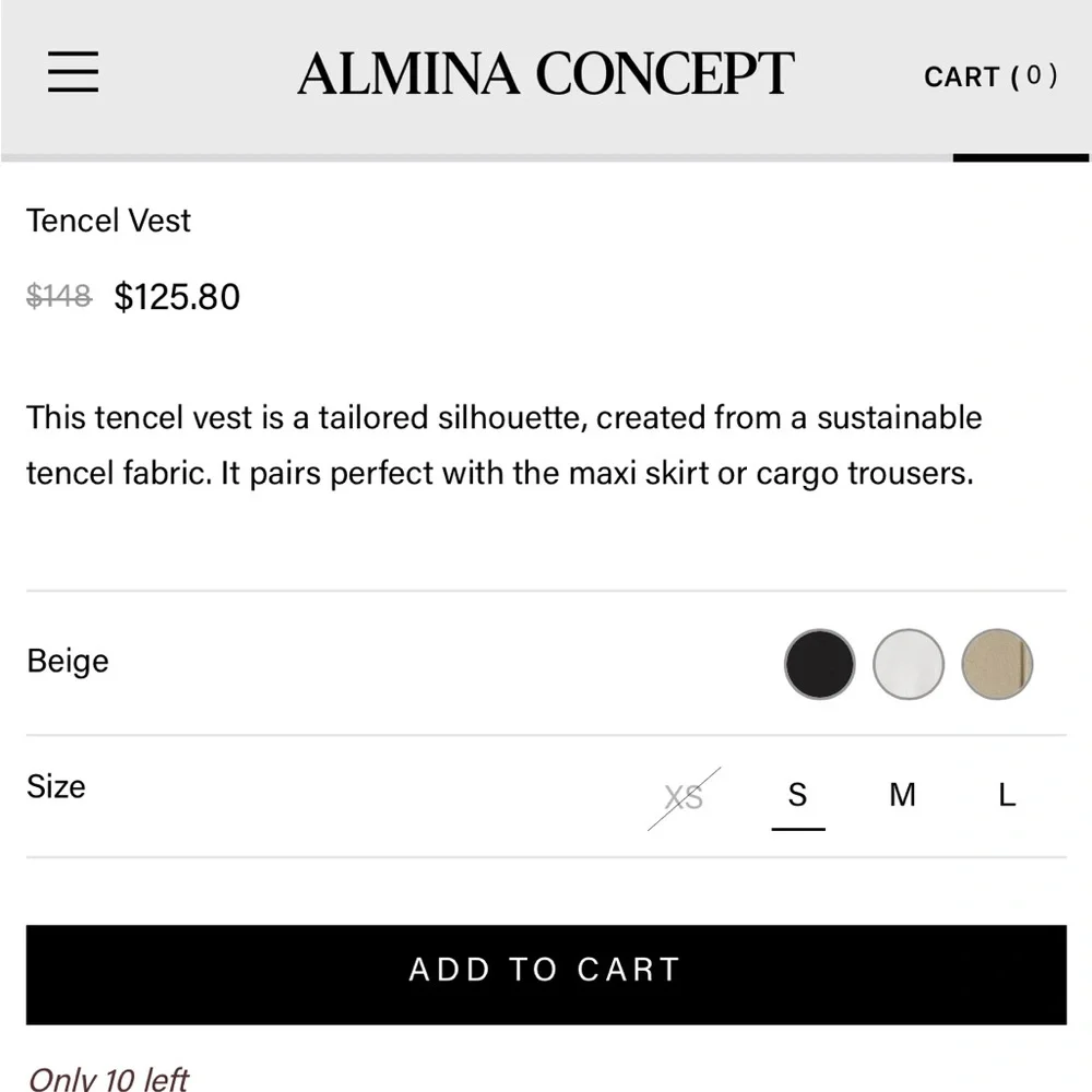 Almina Concept sz XS Tencel Vest Gilet in Beige - Picture 5 of 11